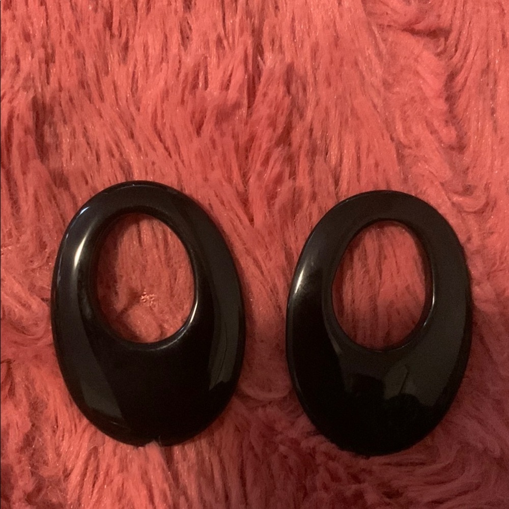 Vintage Black Onyx Oval Hoop Earring Charm